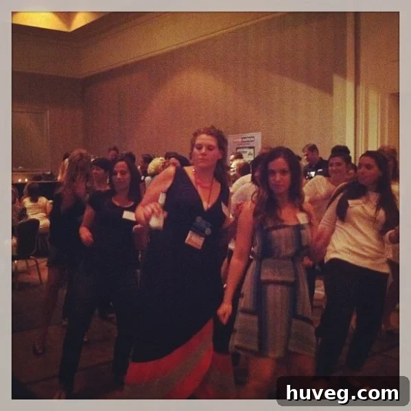Attendees at the Ryobi party engaging in The Wobble dance at Haven Conference