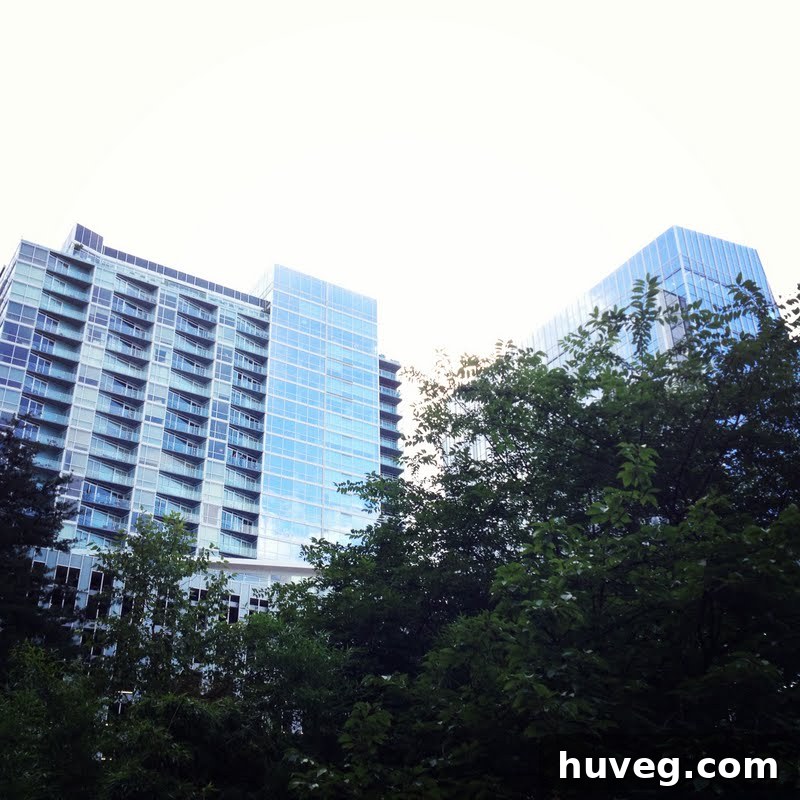 Exterior of the hotel where the Haven Conference was held, a large, modern building