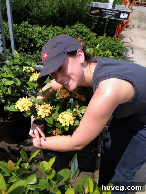 Woman shopping for plants at Home Depot