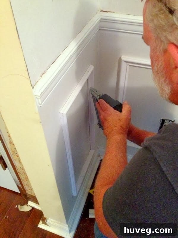 Securing picture frame molding with a brad nailer