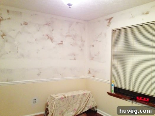 Dining room wall before priming and moulding installation