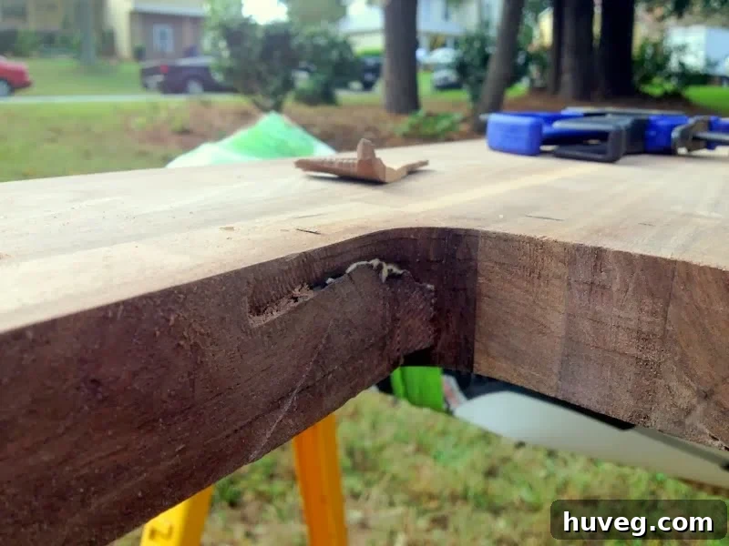 Bad cut on butcher block for undermount sink revealed