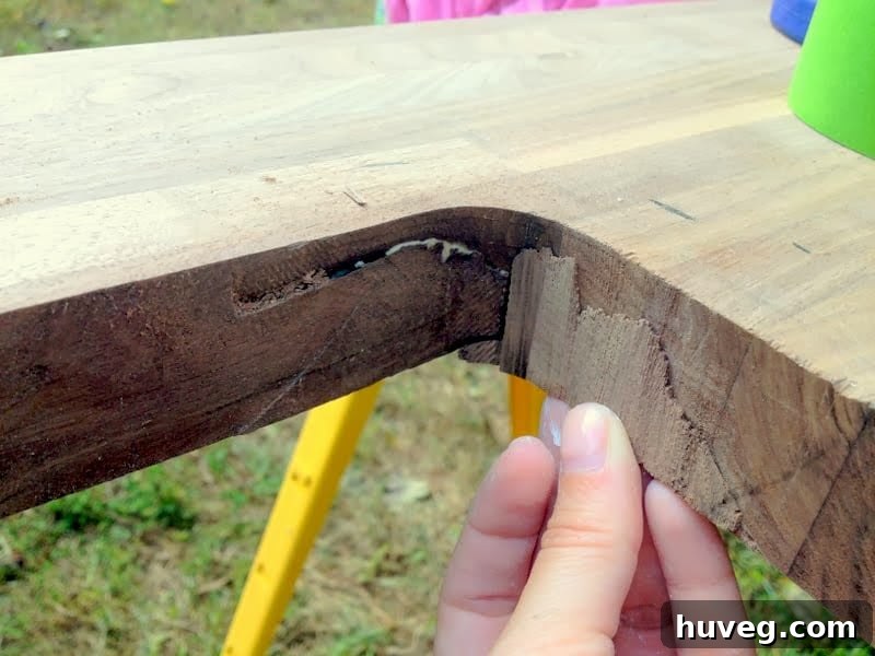 Correcting sink hole in butcher block with wood glue and clamps