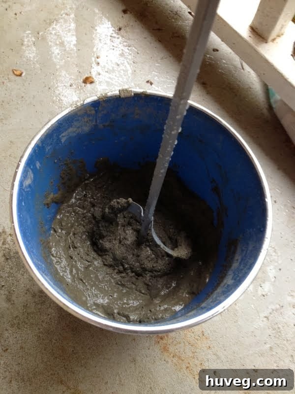 Mixing tile mortar for Ditra installation