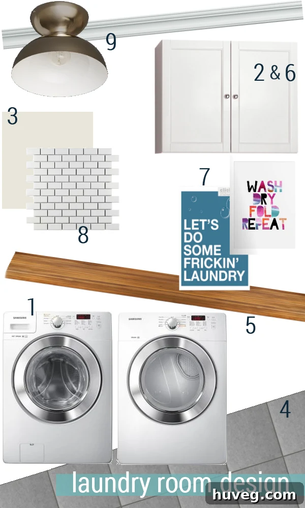 laundry room mood board showing design elements