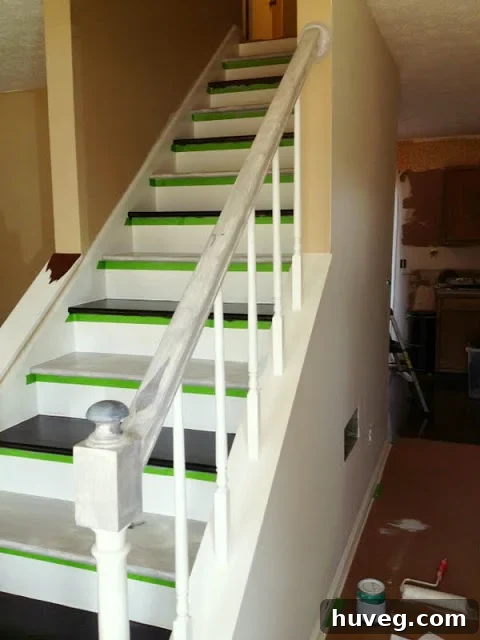 Staircase Transformation Before and During the Dueling DIY Project
