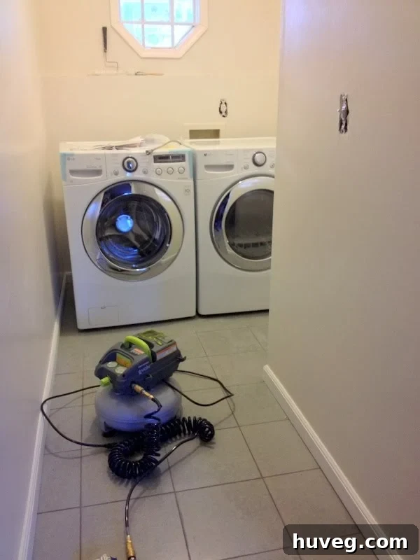 New LG front loaders in renovated laundry room