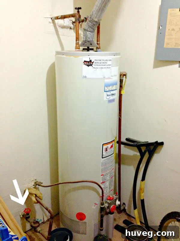 Identified water line in garage