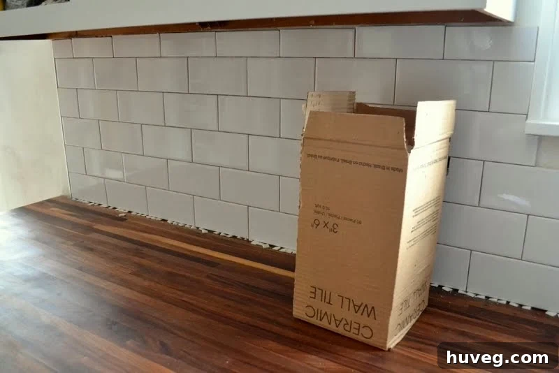 Classic subway tile kitchen backsplash installation