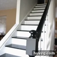 Newly renovated stairs leading to the second floor