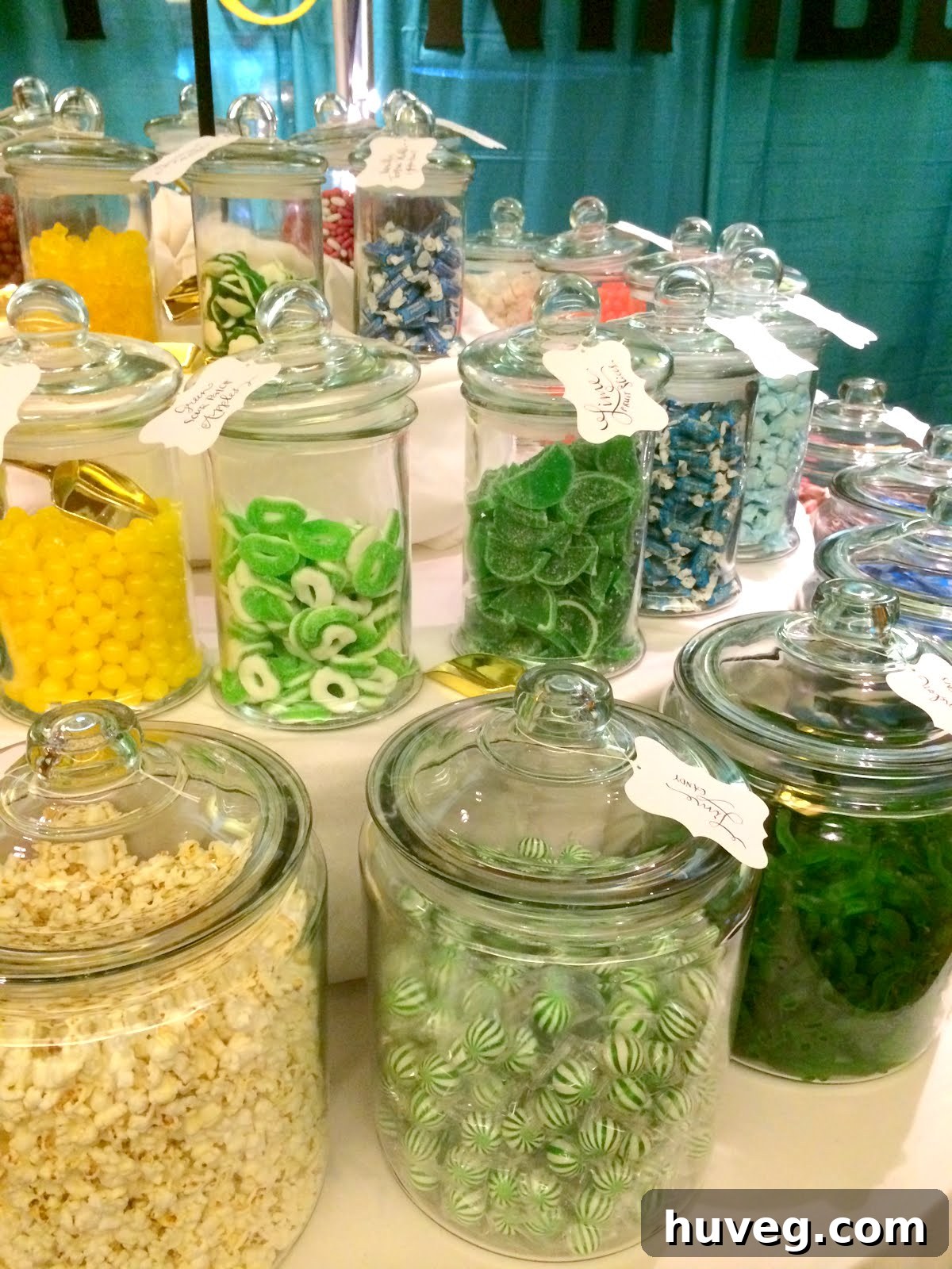 A colorful candy bar setup at the Haven Conference, reflecting the vibrant and creative atmosphere for DIY bloggers.