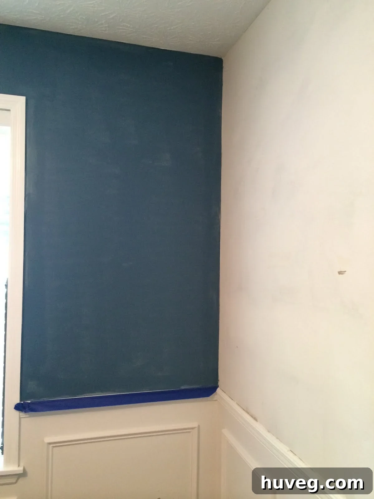 First coat of deep blue paint