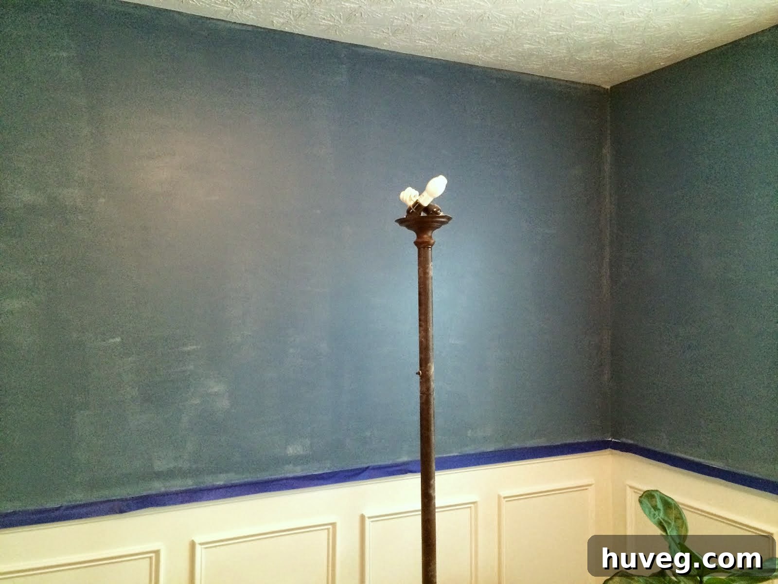 Close-up of patchy first coat