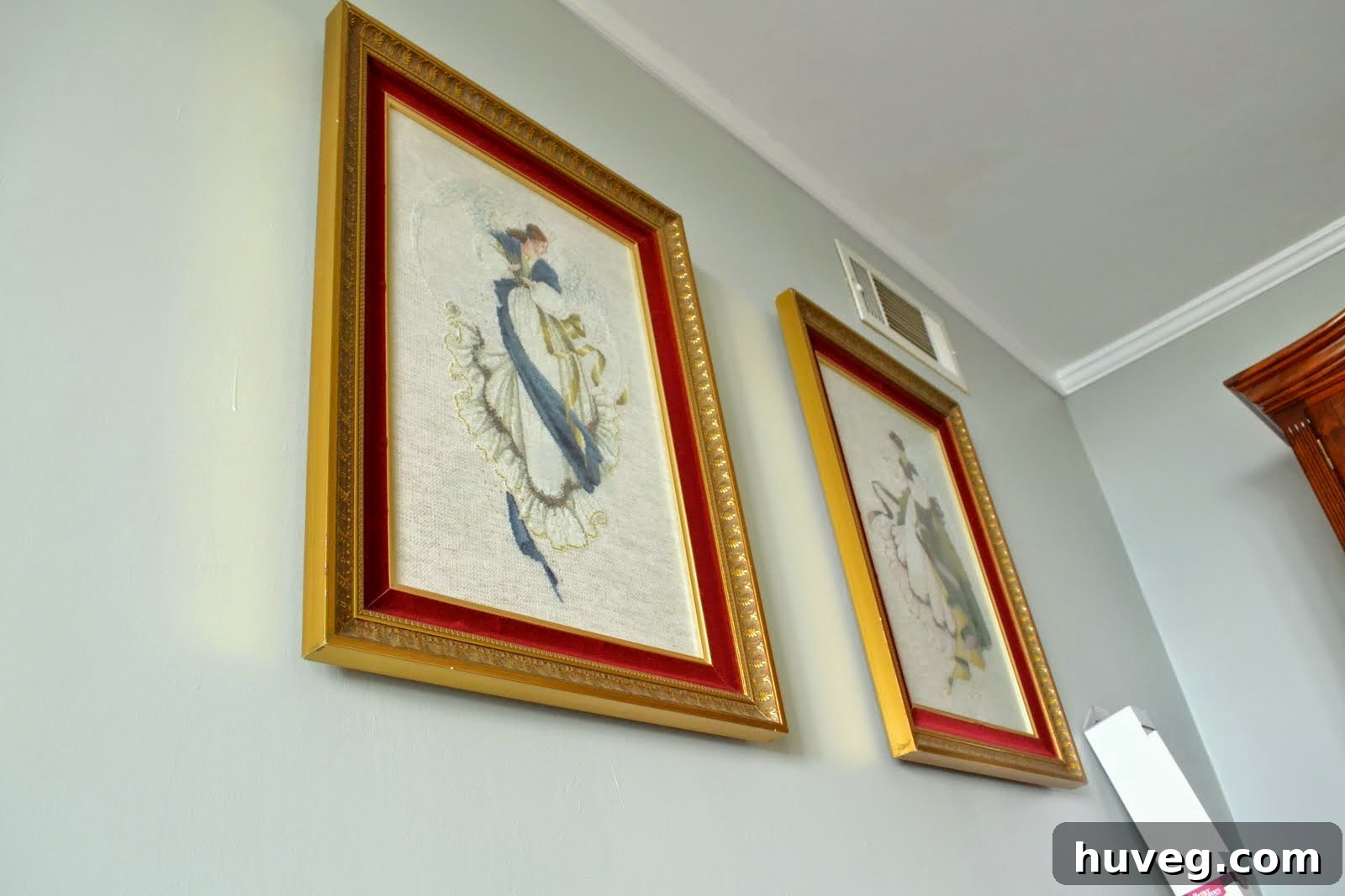 Detailed view of dining room decor and painted walls
