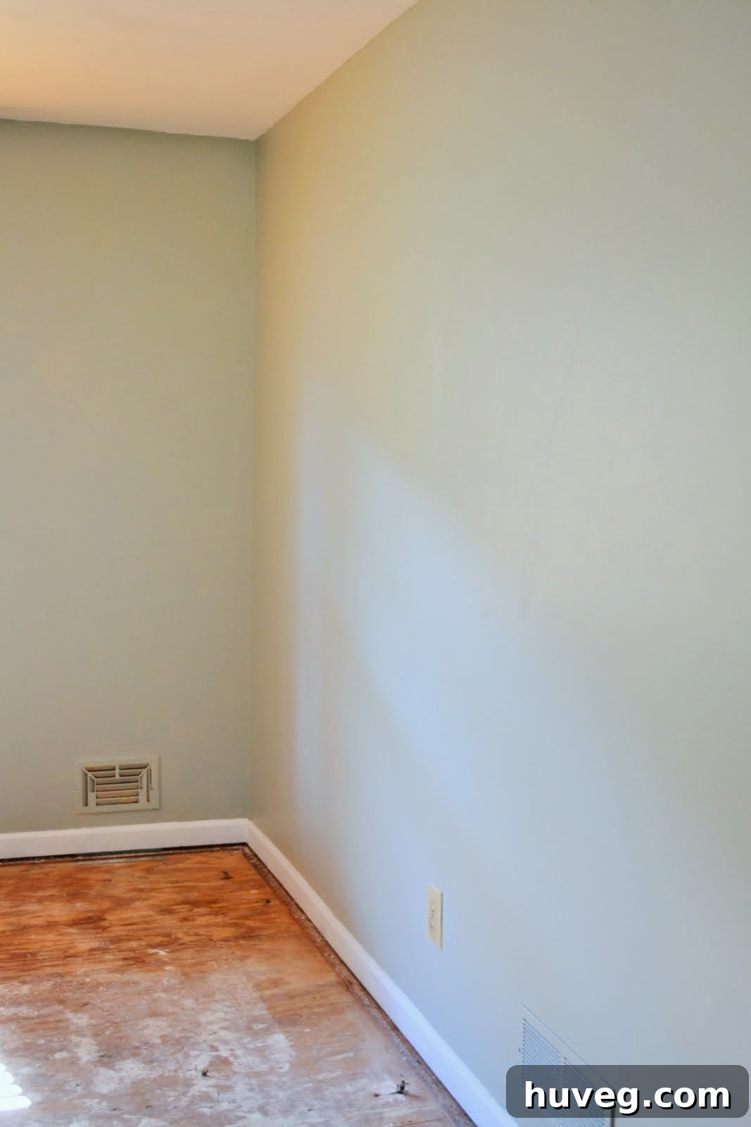 Dining room details showing the subtle color variations of Misty Lake paint