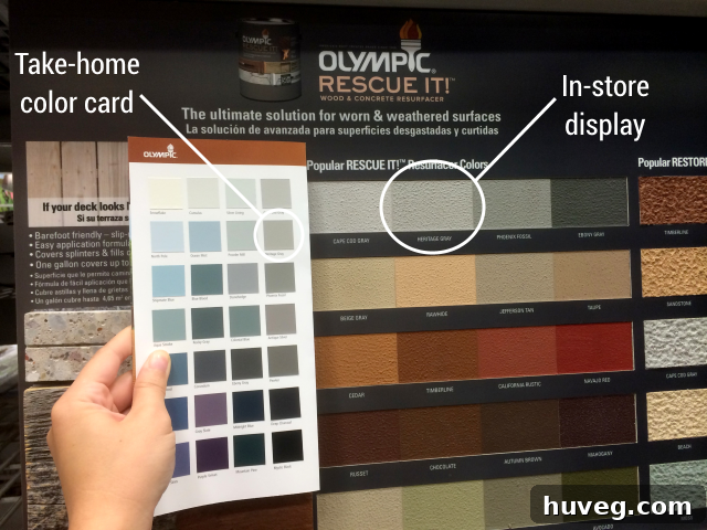 Olympic Rescue It! color options chart with various shades of gray and brown