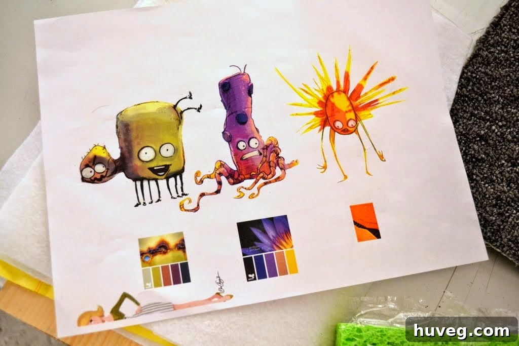 Concept drawings of monsters
