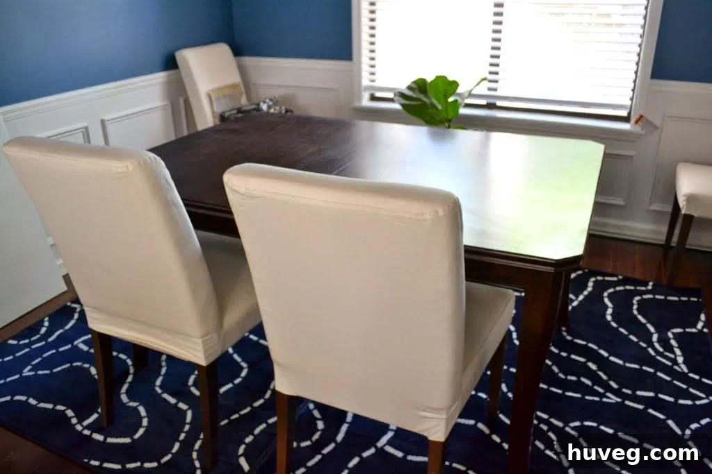 New rug under dining table