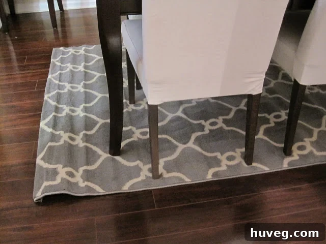 Bunched up and too-small rug