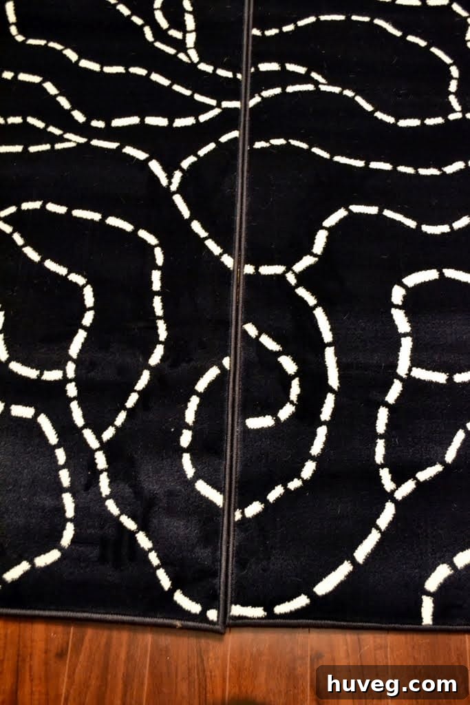 Check that the rugs are the same length