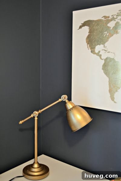 Stylish desk lamp with gold accents