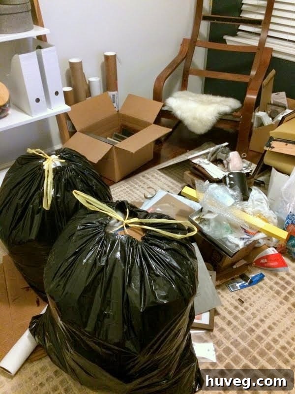 Organized craft supplies and decluttered items