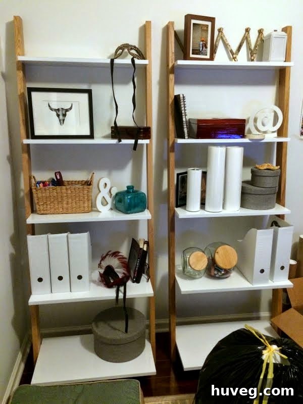 Organized home space with a stack of decluttered items