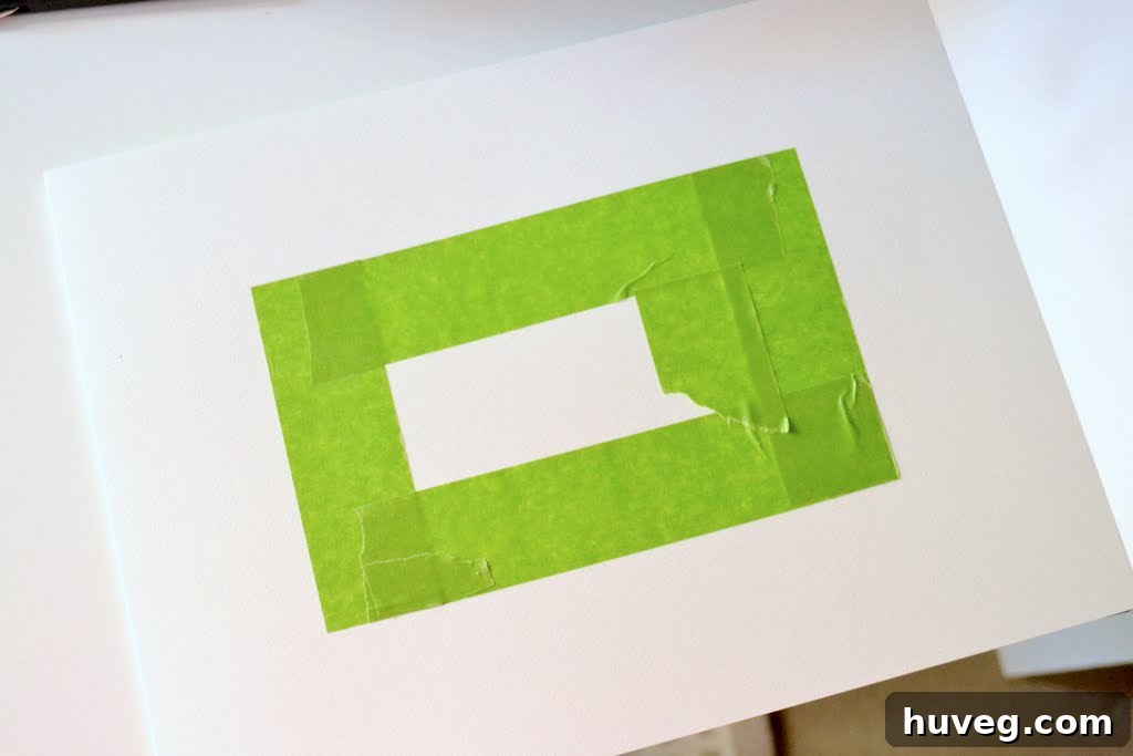 Applying Painter's Tape for Watercolor Border