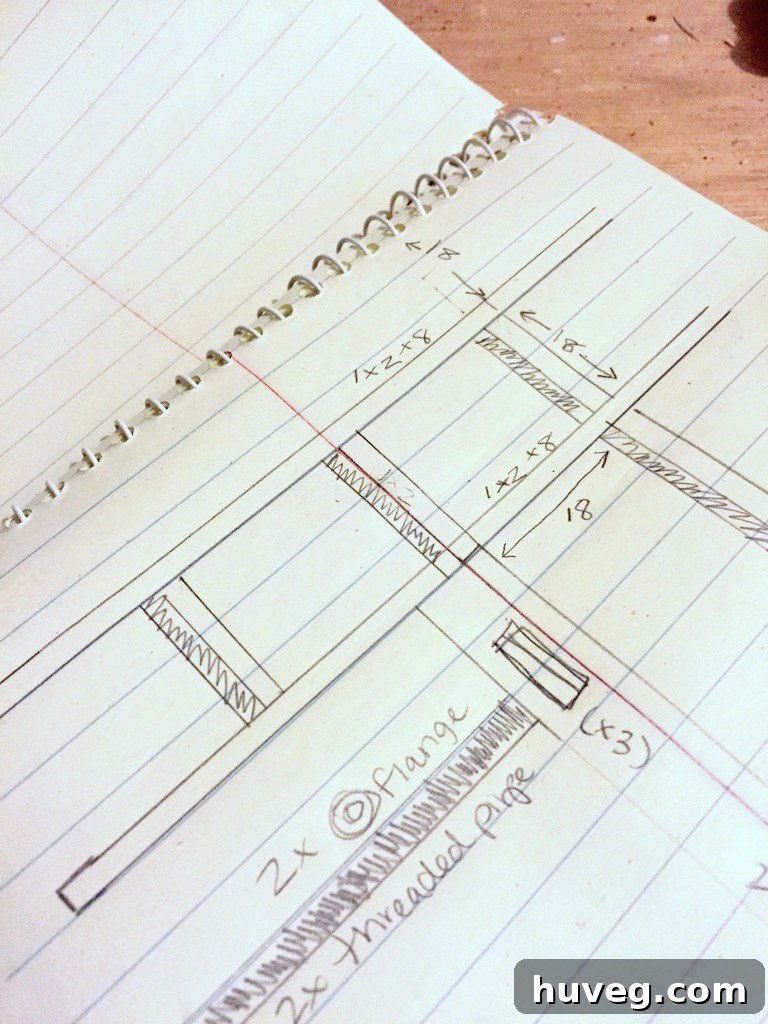 Hand-drawn DIY plans for home improvement projects