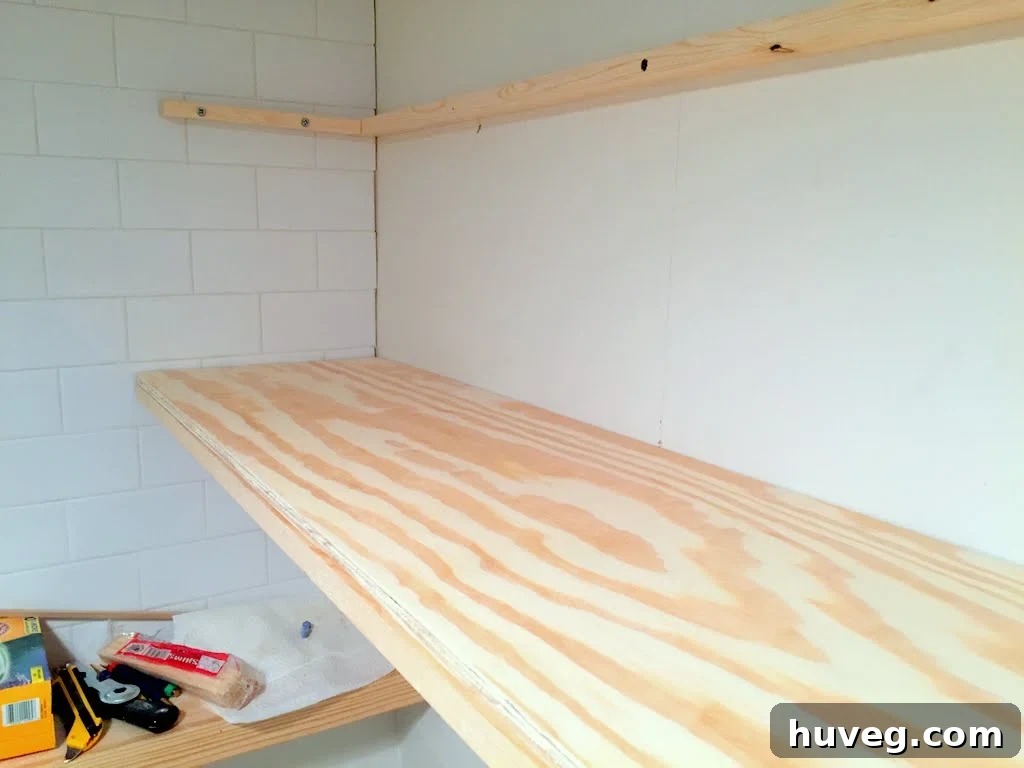 Attaching top plywood to floating shelf frame
