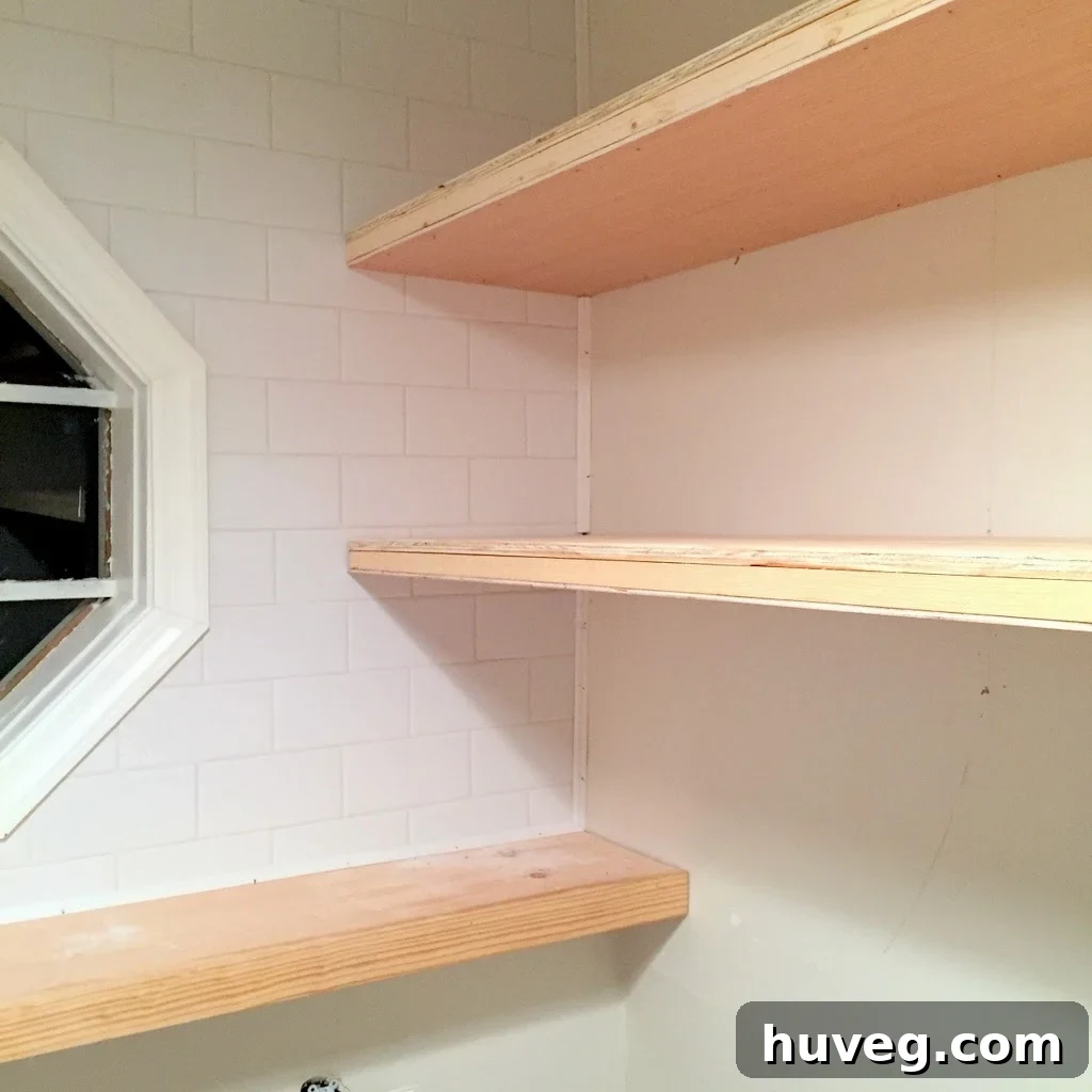 Clamping plywood to thin floating shelf
