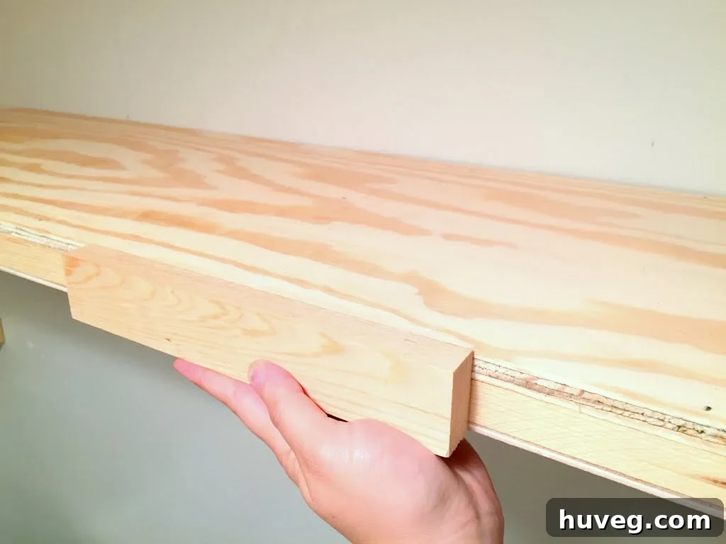 Attaching front piece to thin floating shelf
