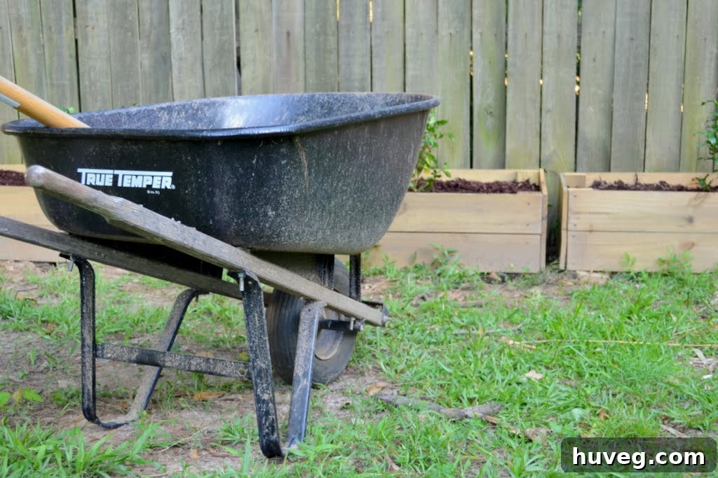 Filling Raised Garden Beds with Pine Mulch