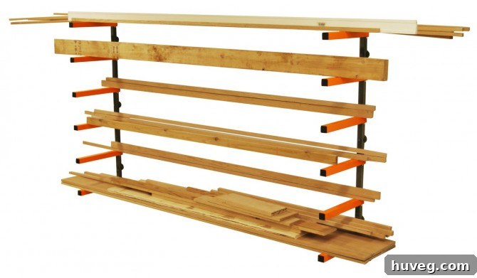 Pre-made metal vertical lumber storage organizer rack