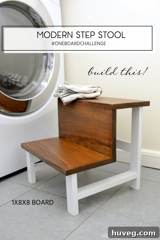 Modern DIY step stool from one board