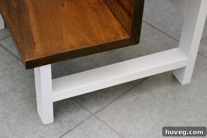 Modern step stool from one board - close up