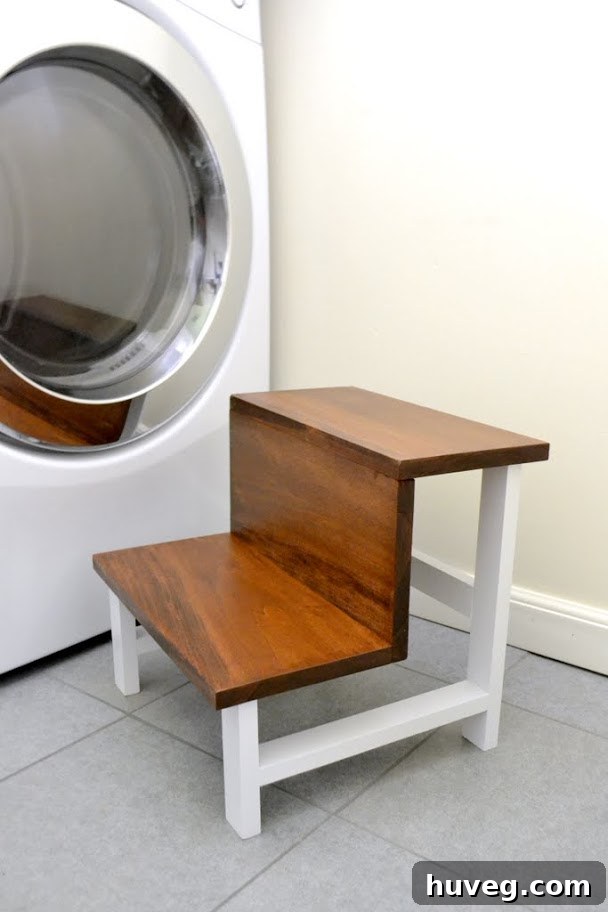 Detailed visual of step stool components and cuts