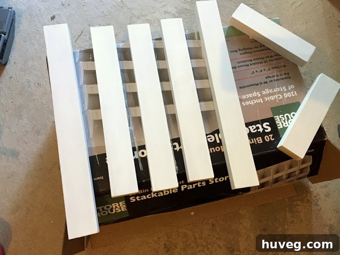 Cutting support strips for step stool legs and braces