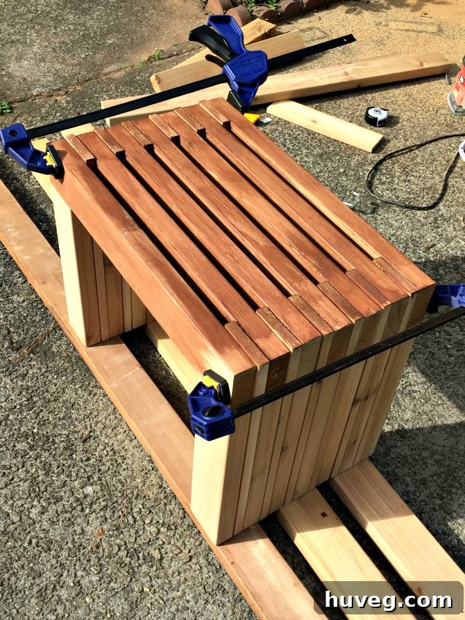 Small Rustic Outdoor Bench with Initial Stain