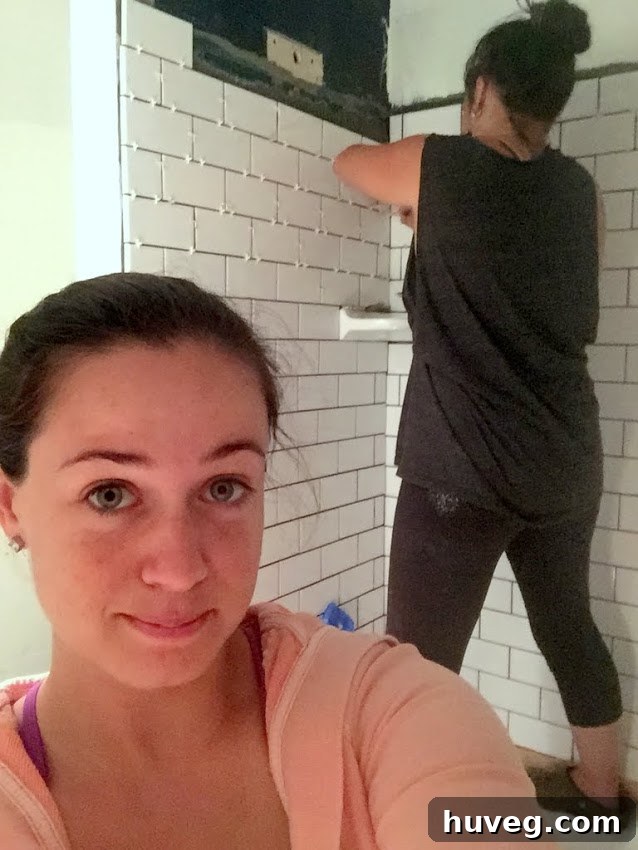 Almost finished tile work in the shower