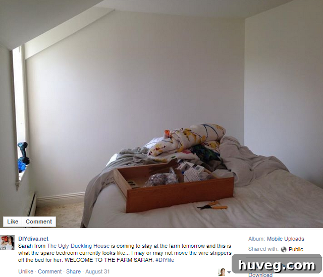 Facebook post from DIYDiva about guest room prep
