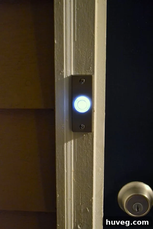 My new light-up doorbell looks great on my front door at night
