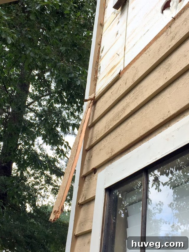 Sections of Siding Removed During Repair Process