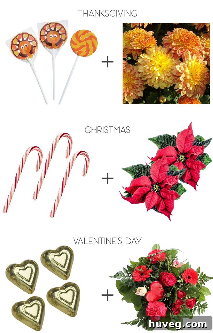 DIY candy bouquet ideas for different holidays and occasions like Christmas, Easter, and Halloween.