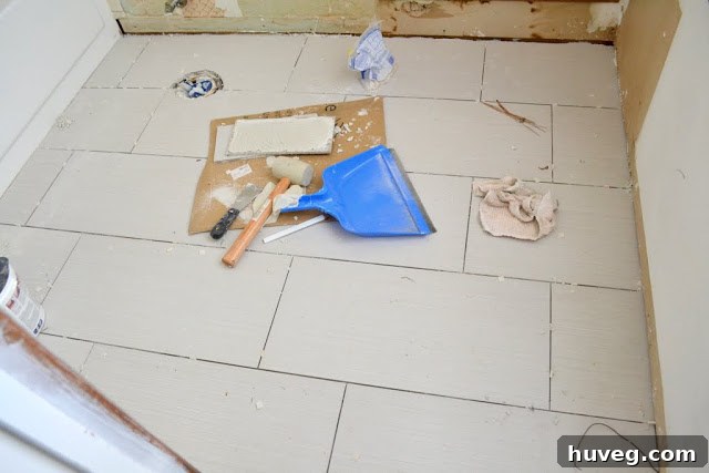 Finished Primary Bathroom Floor Tile
