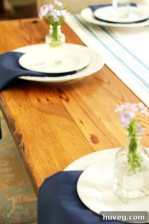 A beautifully crafted wooden table by Pretty Handy Girl, highlighting classic woodworking skills.