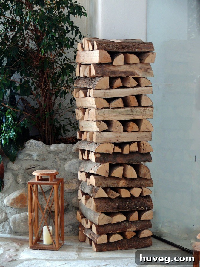 A neatly stacked pile of firewood, now unnecessary thanks to a successful furnace repair.