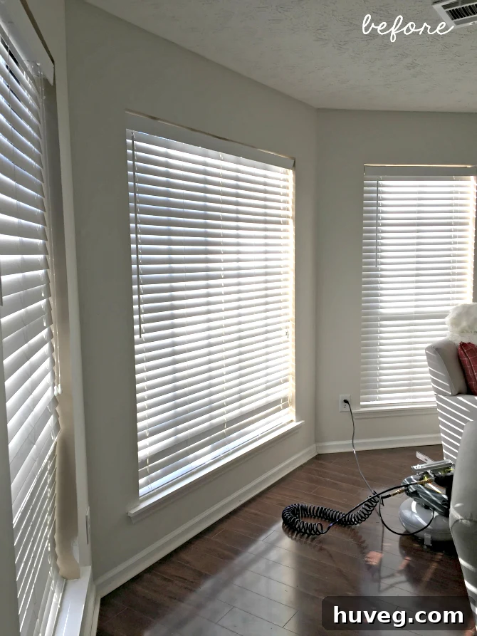 living room windows before trim installation