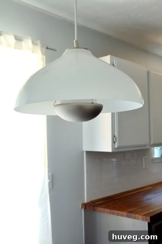 old light fixture in breakfast nook
