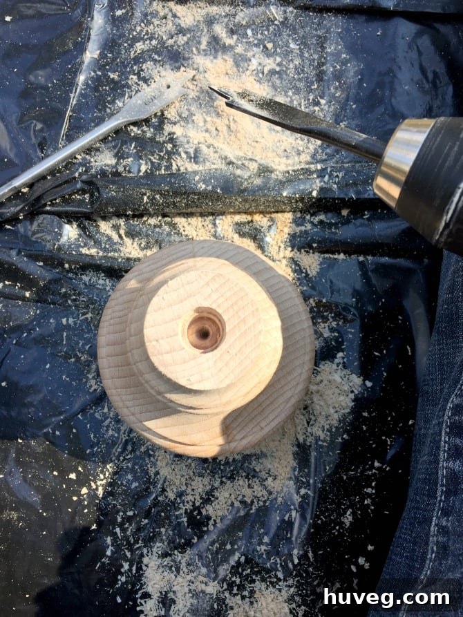 drilling hole wooden bun foot